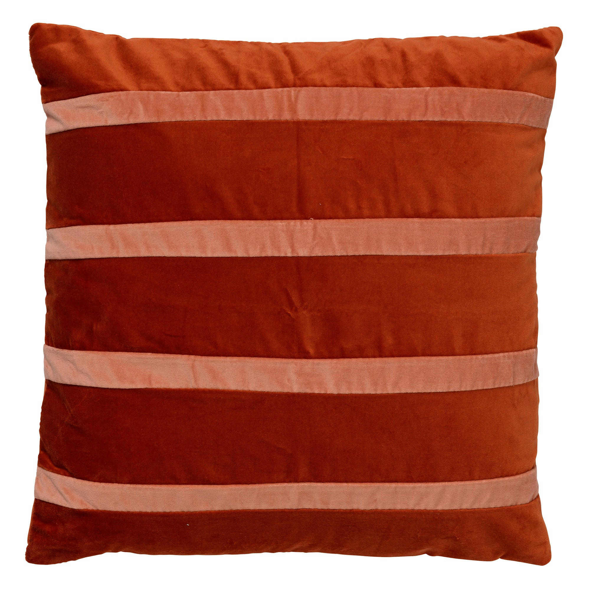 PEMM - Housse de coussin orange en velours-45x45 cm avec motif rayé