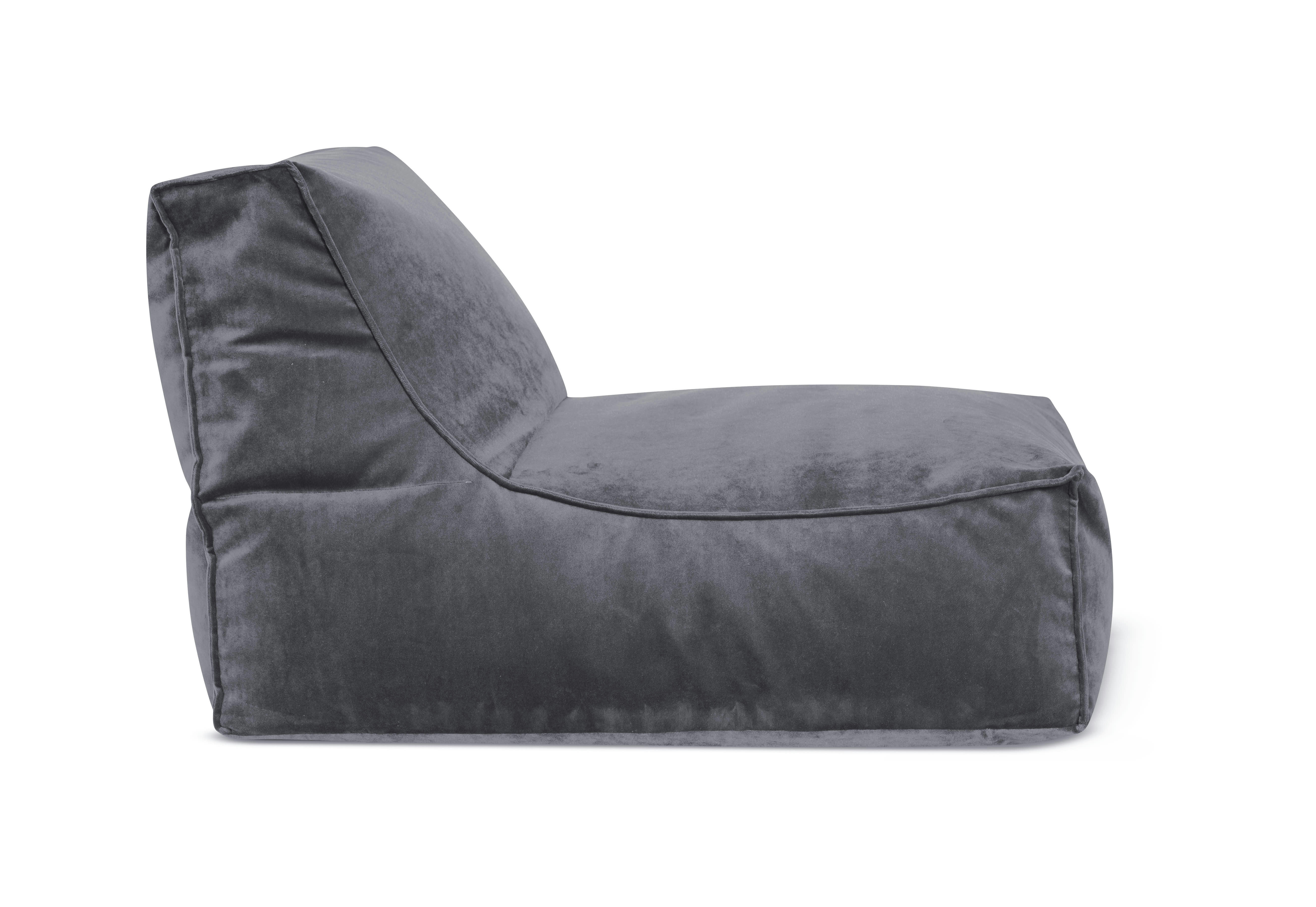 MARLA - Pouf d'intérieur avec dossier aspect velours anthracite 65x100x65cm