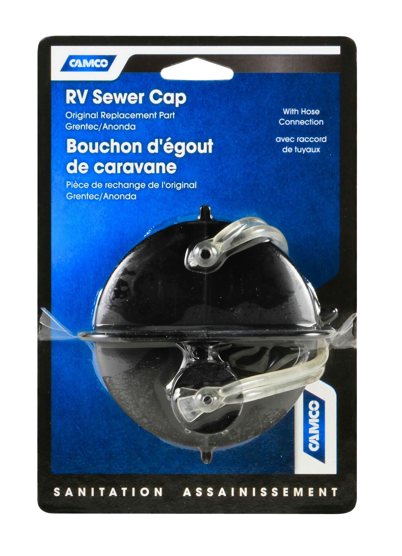 CAMCO 39462 3-in RV Sewer Cap with Hose Connection