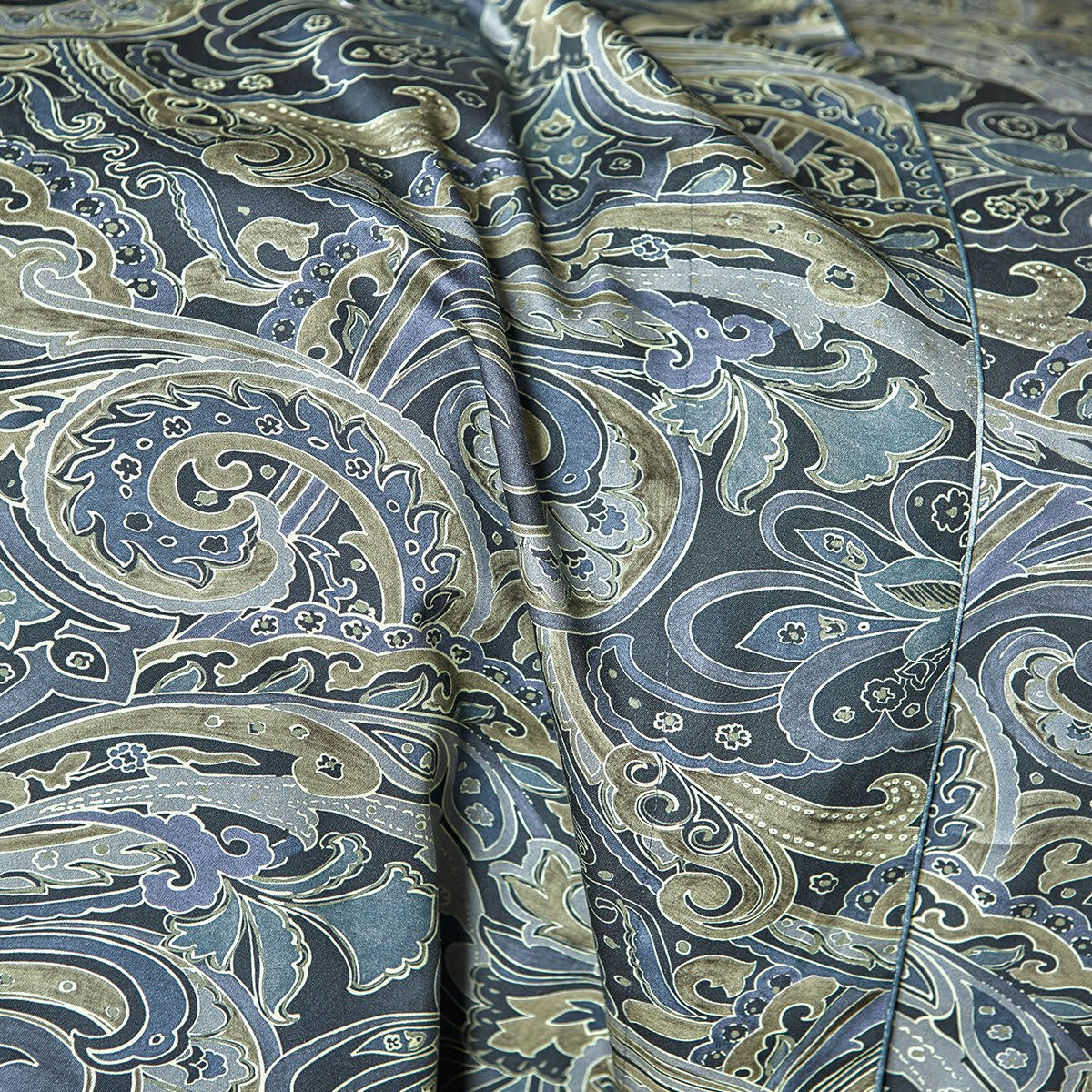 INDIRA - Drap plat satin bleu foncé 240x295 cm