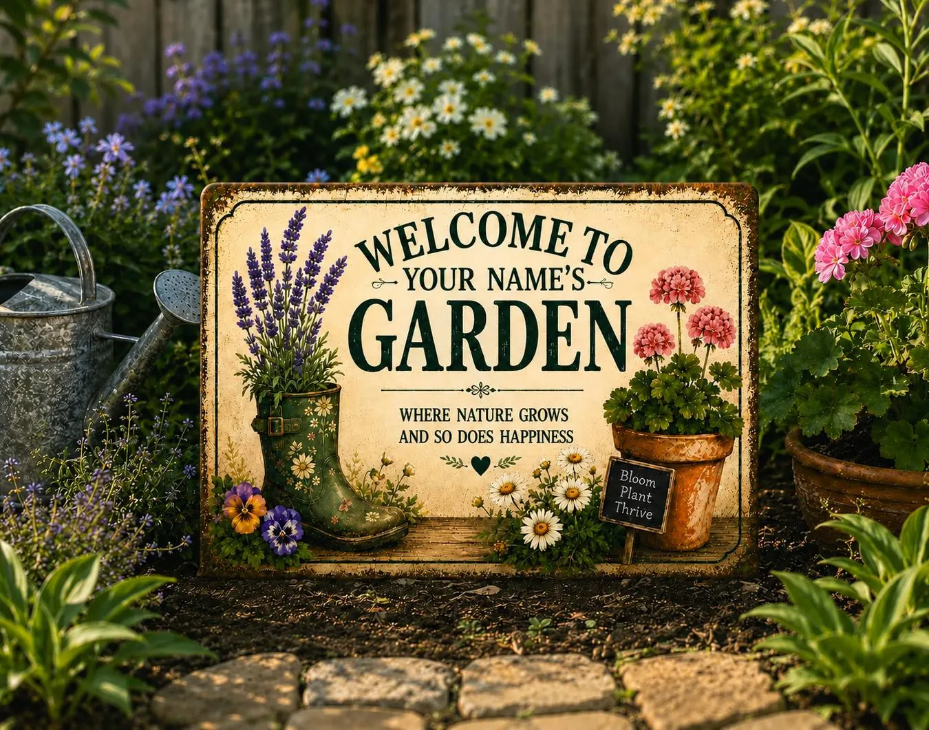 Custom Garden Metal Sign, Welcome to 