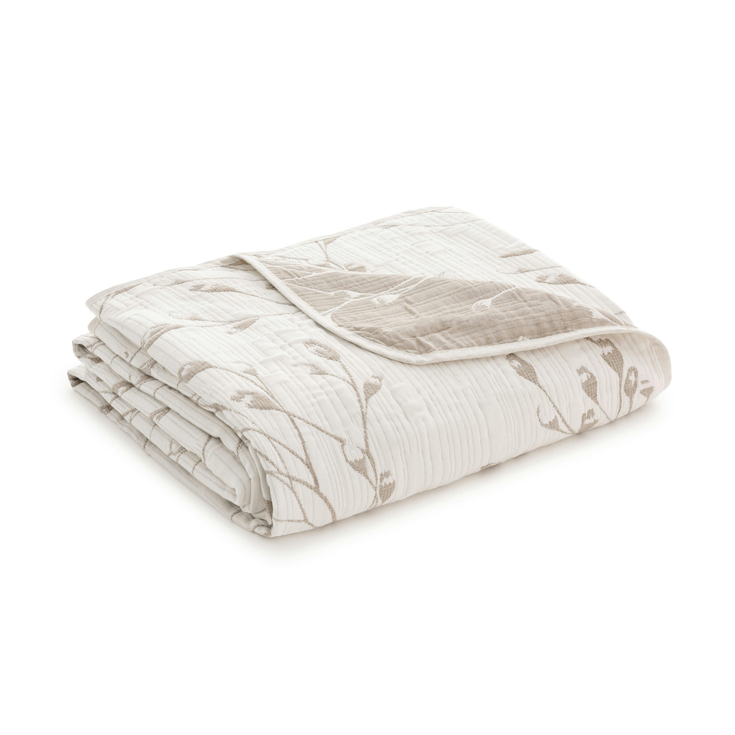 TUVALU - Couvre lit en coton taupe 180x270