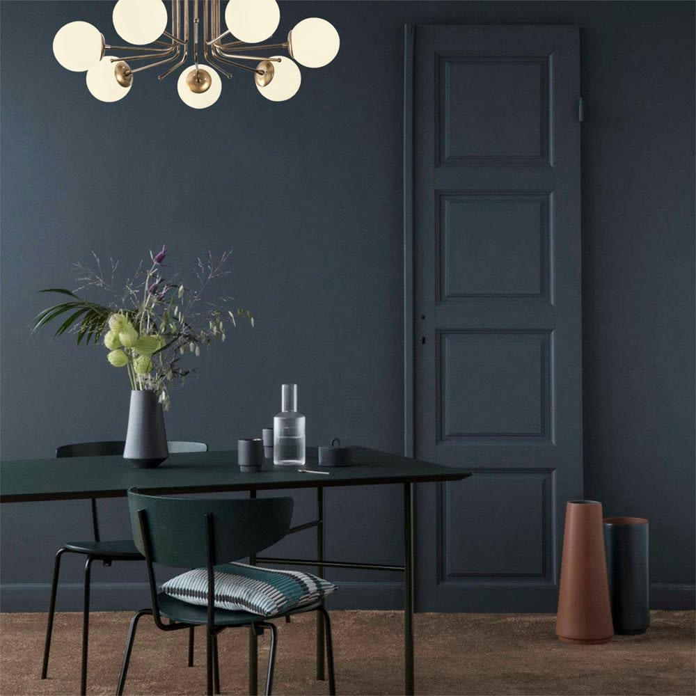 MARGA - Plafonnier doré en métal à 7 lumières et sphères opales