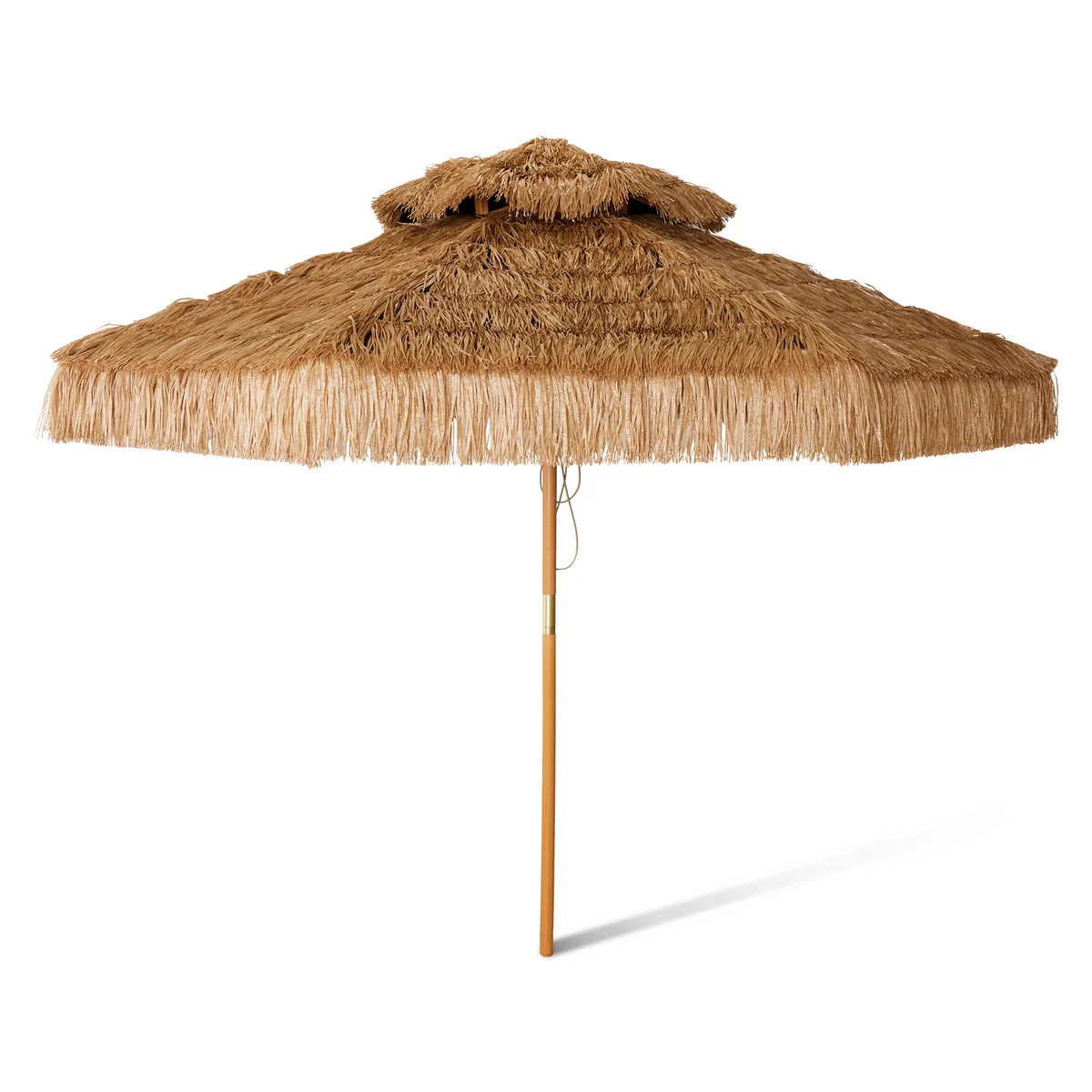 HKliving - Raffia Terrassenschirm, Ø 300 cm, braun