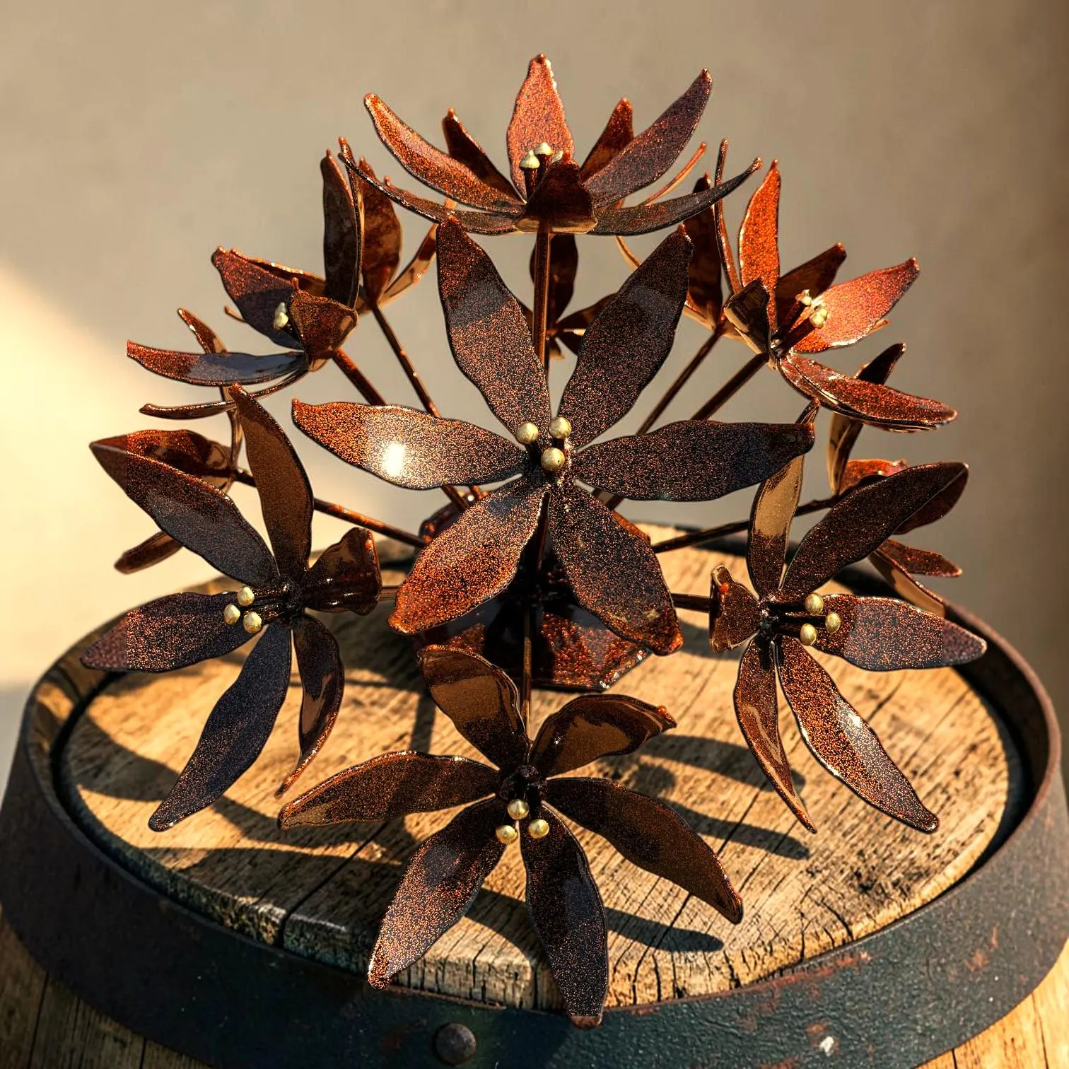Copper metal flake garden bush