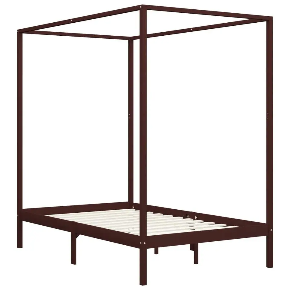 vidaXL - Hemelbed - Donkerbruin - Massief grenenhout - 120x200 cm