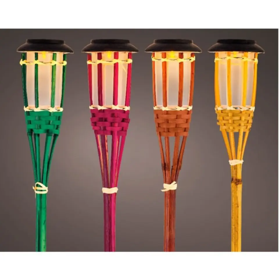 Lumineo Tuinfakkel Bodi - solar - roze - vlameffect - 54 cm