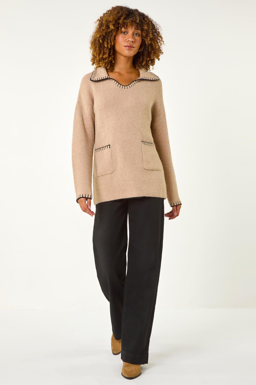 Roman Blanket Stitch Collared Jumper