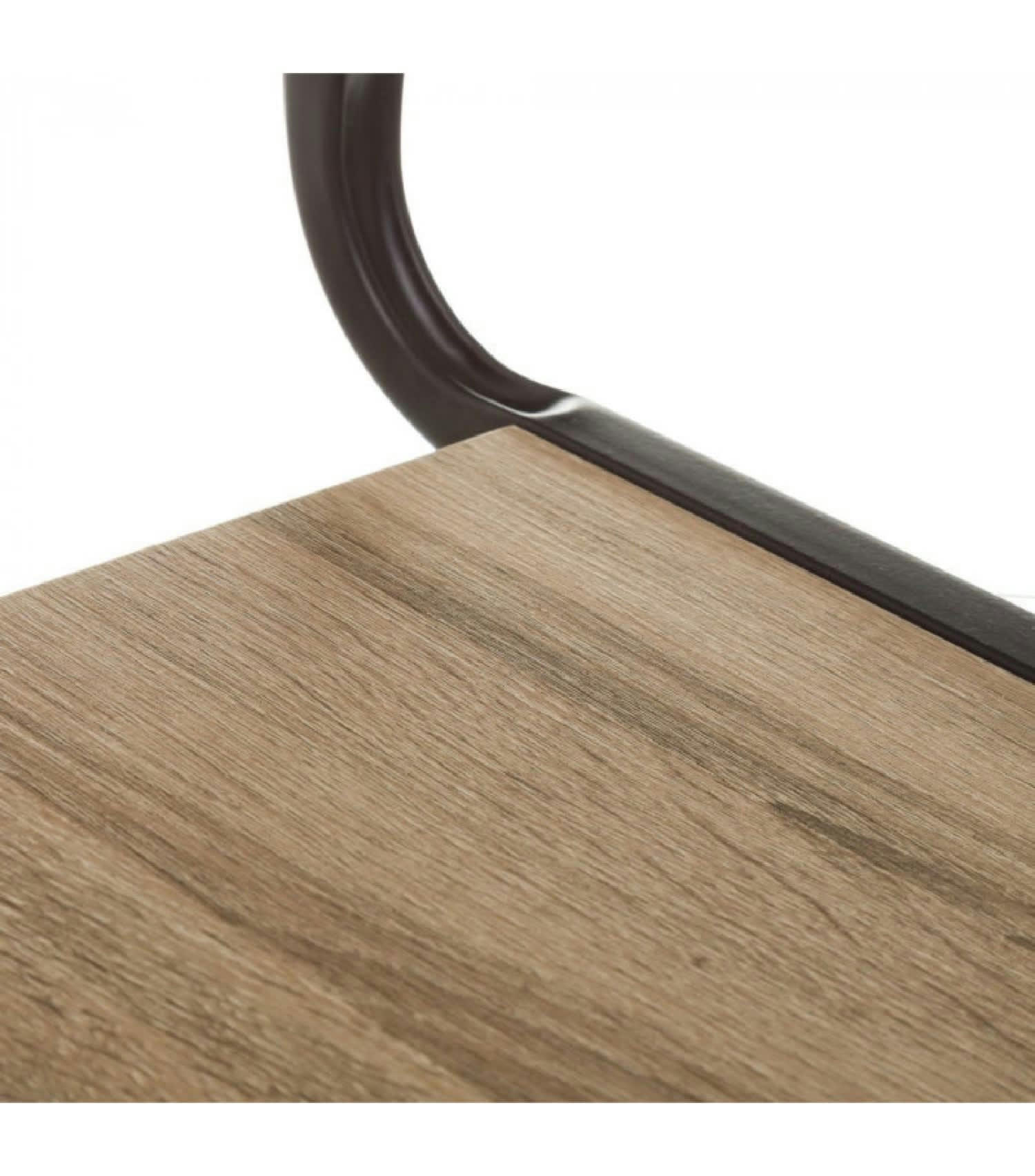 ROULETTES - Table d'appoint bout de canapé en bois et métal noir sur roulettes