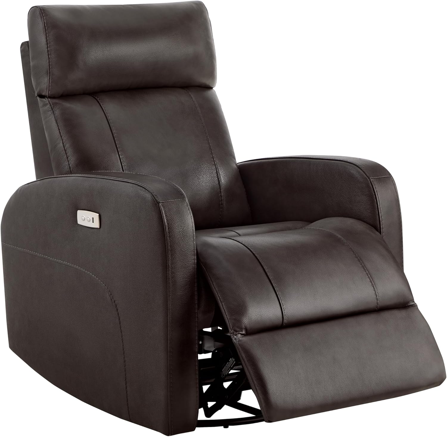 CHITA Genuine Leather Power Swivel Glider Recliner Chair for Adults, FSC Certified Electric Nursery Rocker Recliner Chair for Living Room, Dark Brown