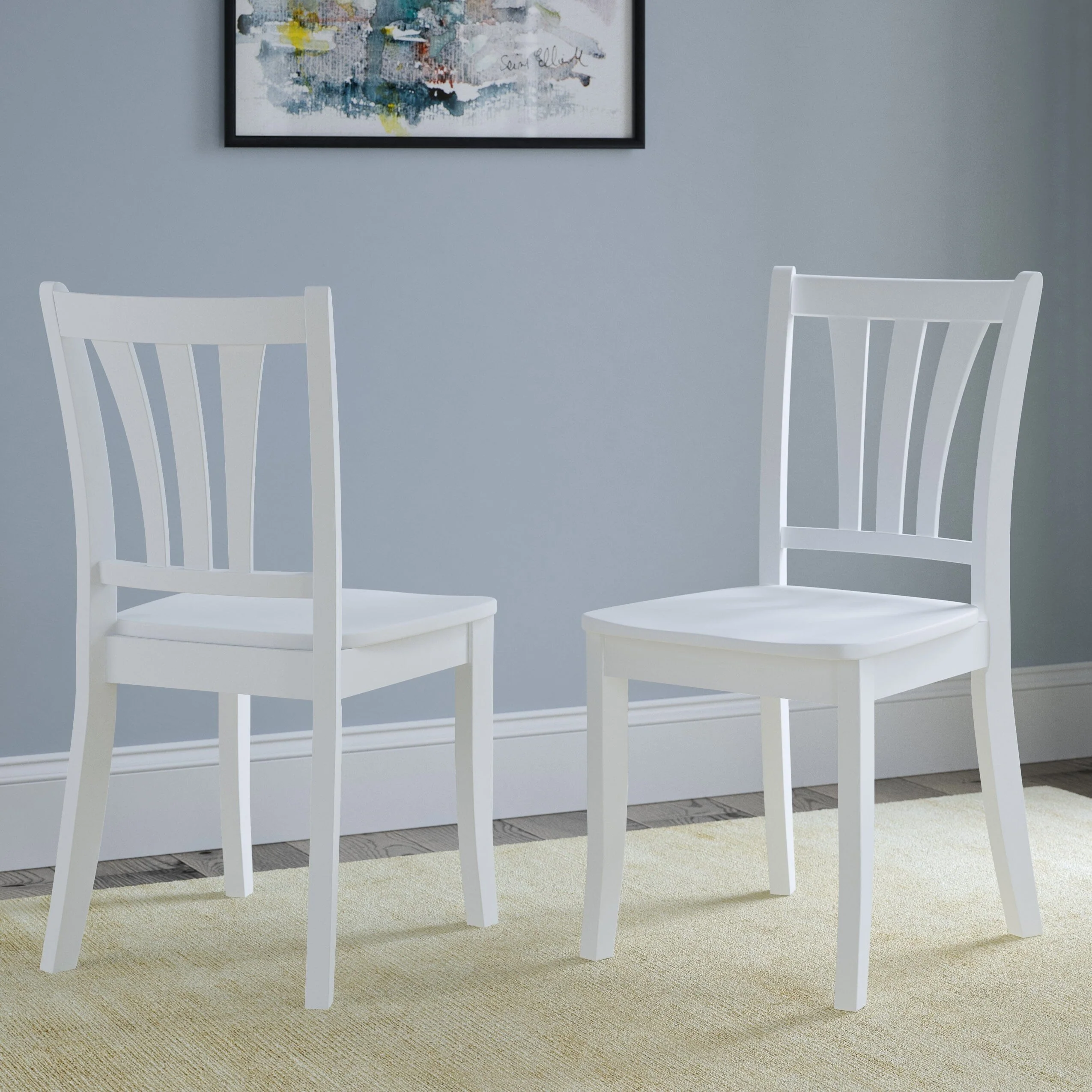 Set of 2 Dillon White Solid Wood Dining Chairs