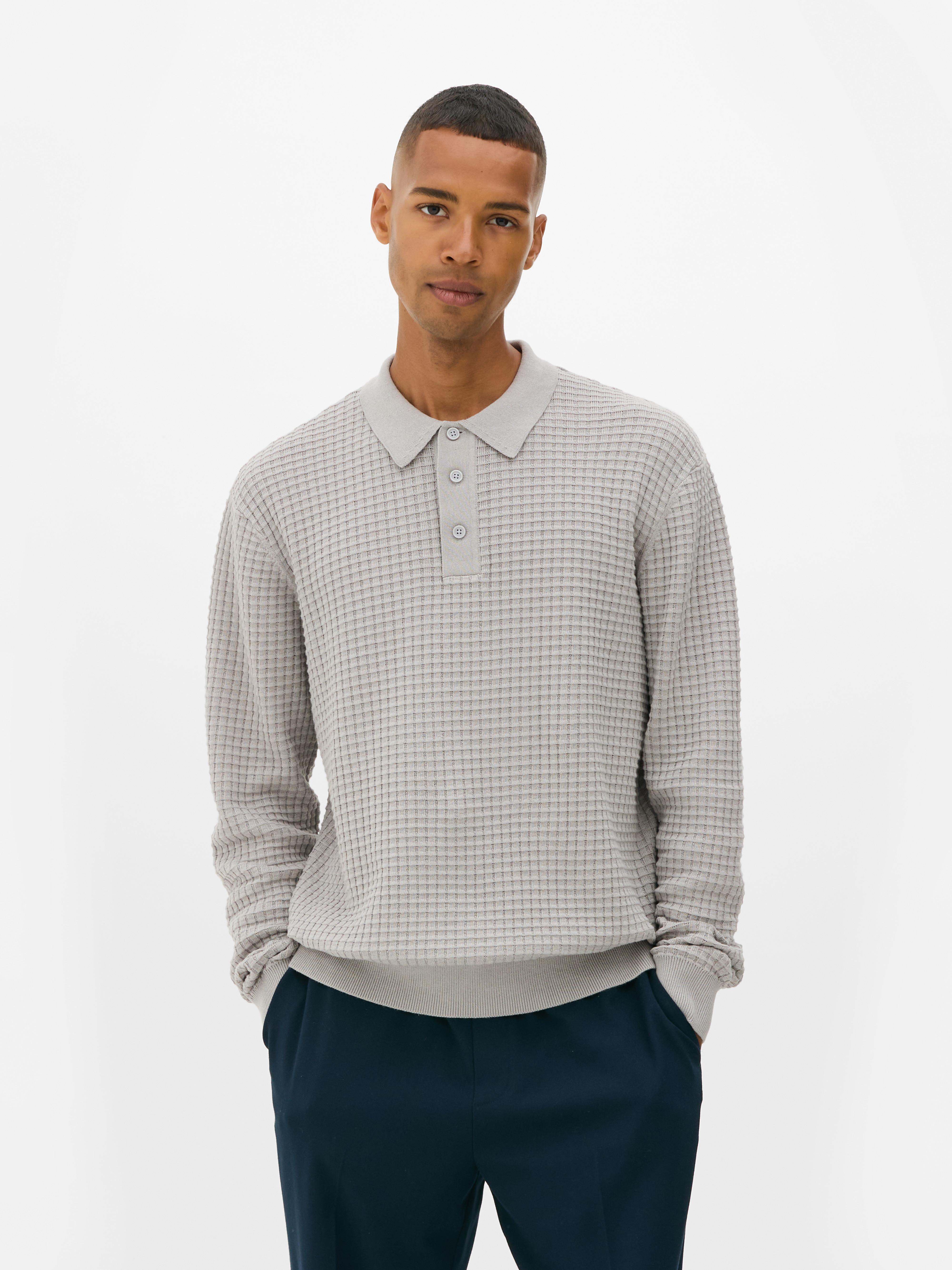 Textured Polo Sweater