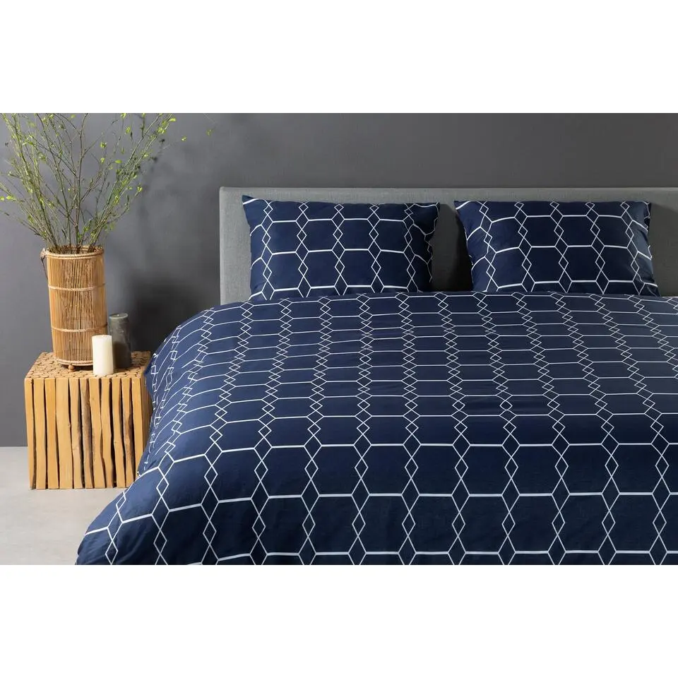Ten Cate Katoenen Dekbedovertrek - 240x200/220 cm - Graphic Navy