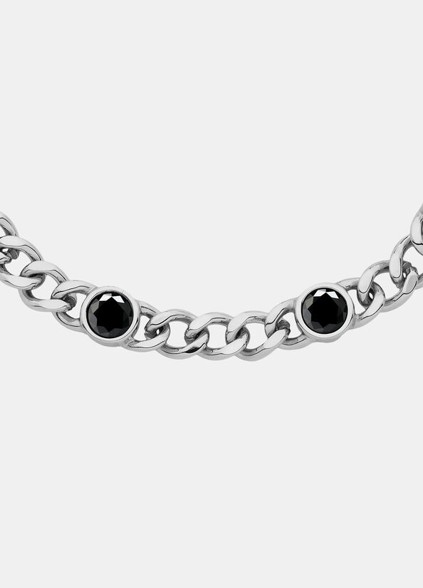 Bracciale in acciaio con pietre nere