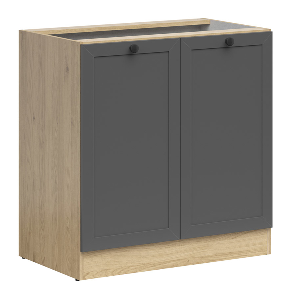 Szafka kuchenna dolna Junona Line 80 cm z 2 drzwiami dąb bernstein/grafit