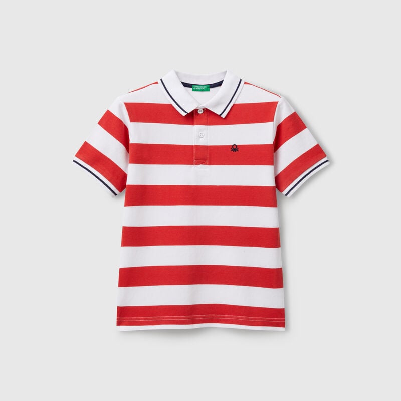 Striped short sleeve polo shirt