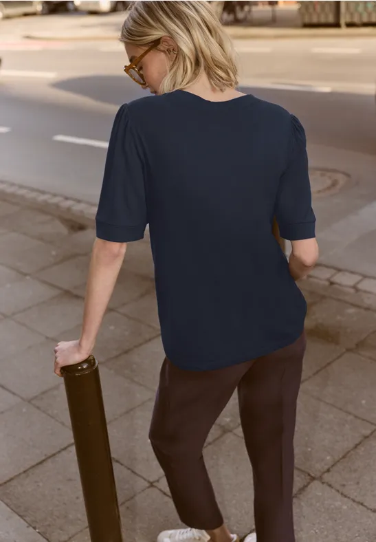 T-Shirt mit Rundhals und Puffärmeln