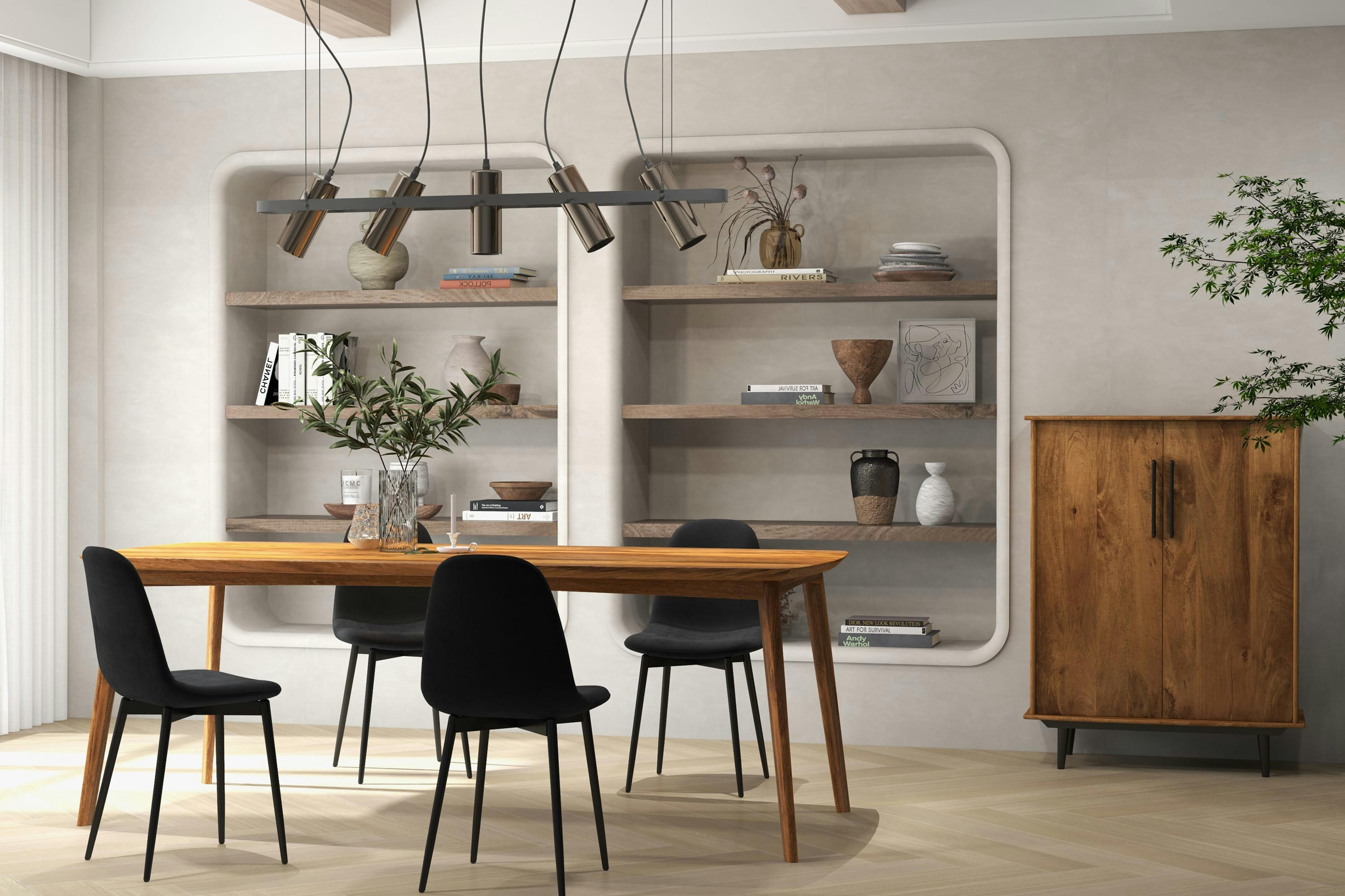 SALLY - Chaise velours Noir et pieds métal lot de 4 chaises