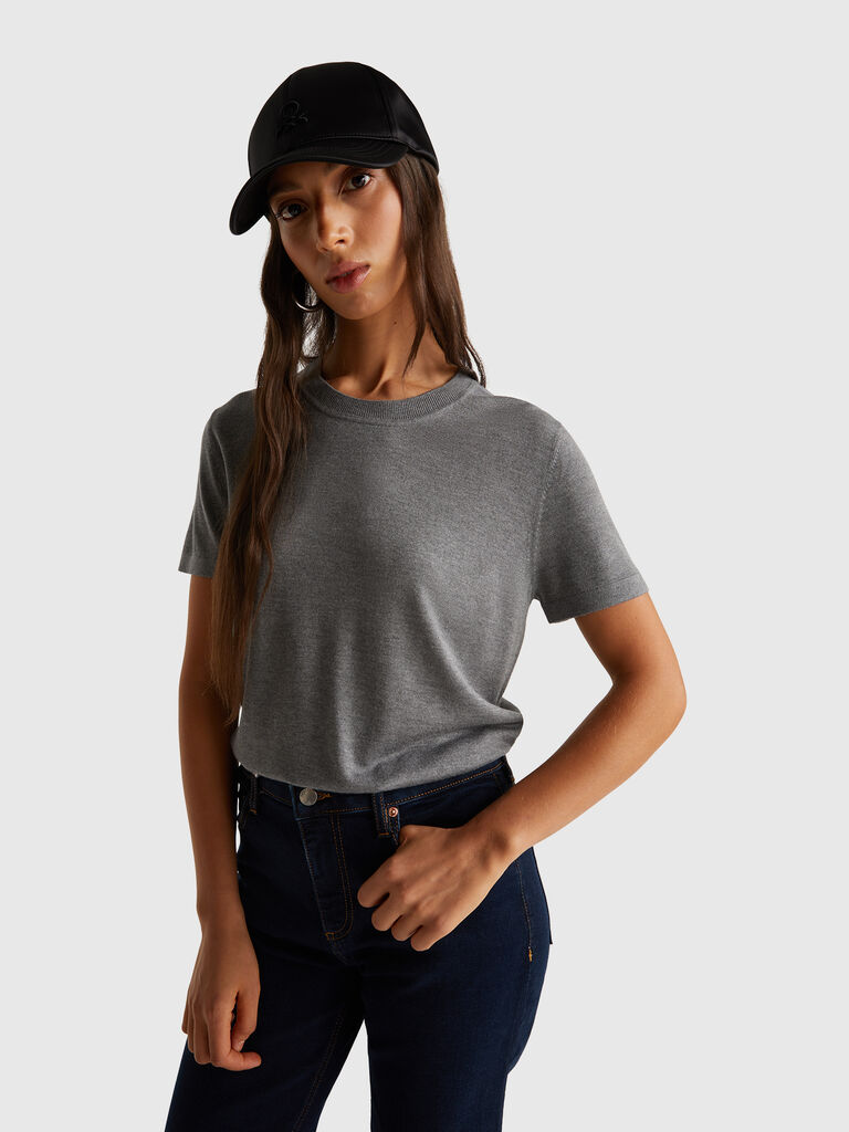 Short sleeve top in silk blend