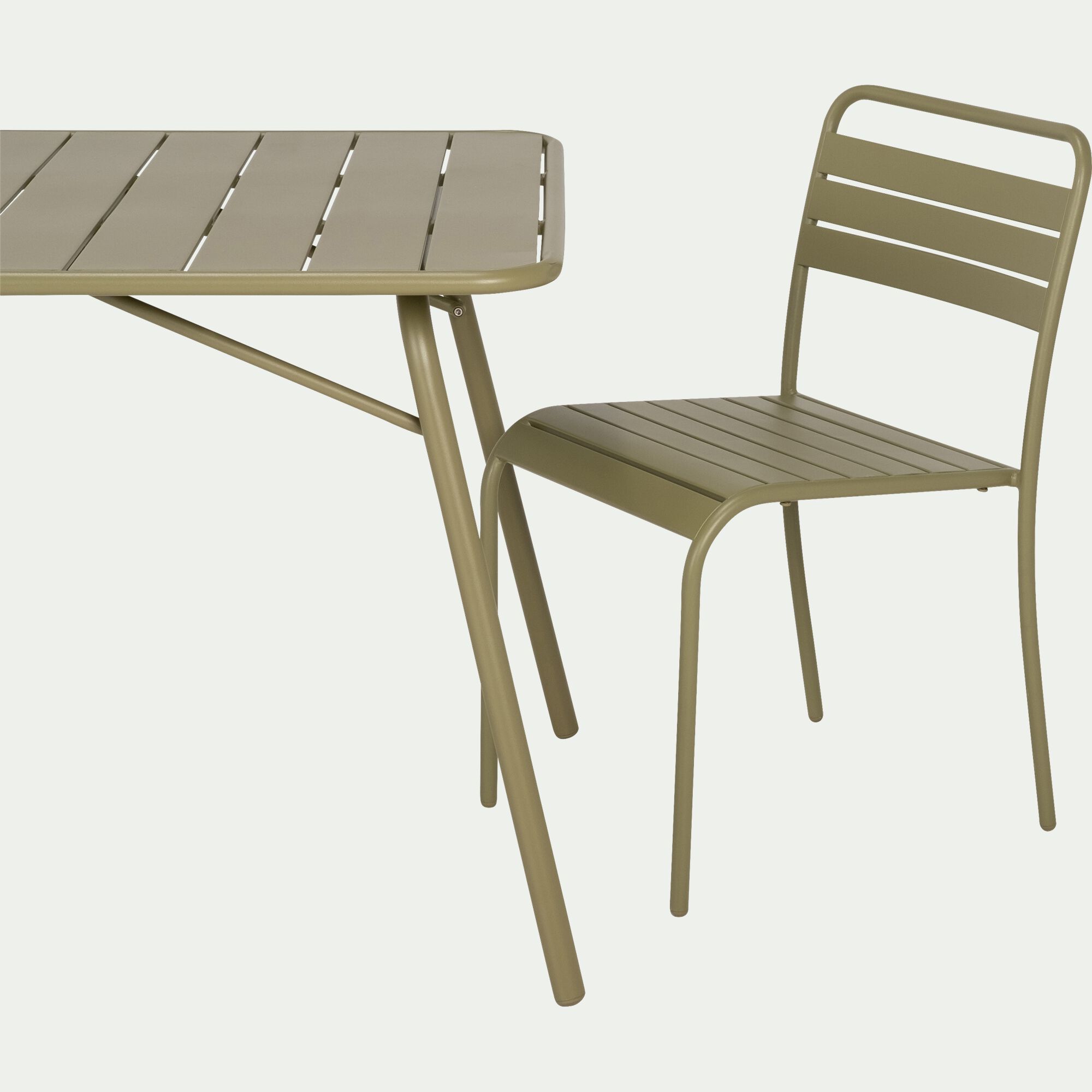 SOURIS - Chaise de jardin empilable en acier - vert kaki