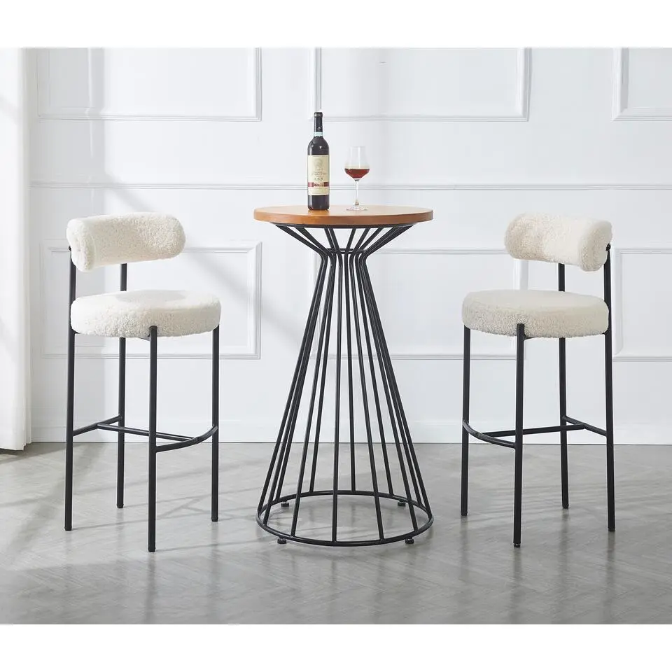 Set van 2 metalen barkrukken met witte lussen