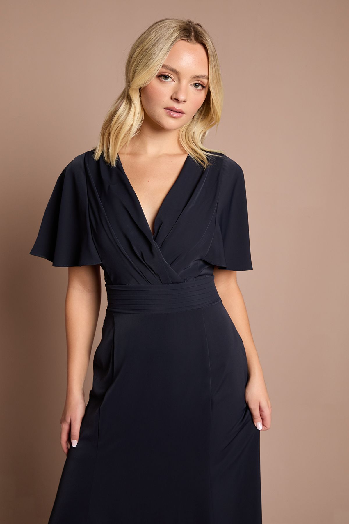 Coast Teen V Neck Flutter Sleeve Bridesmaid Dress