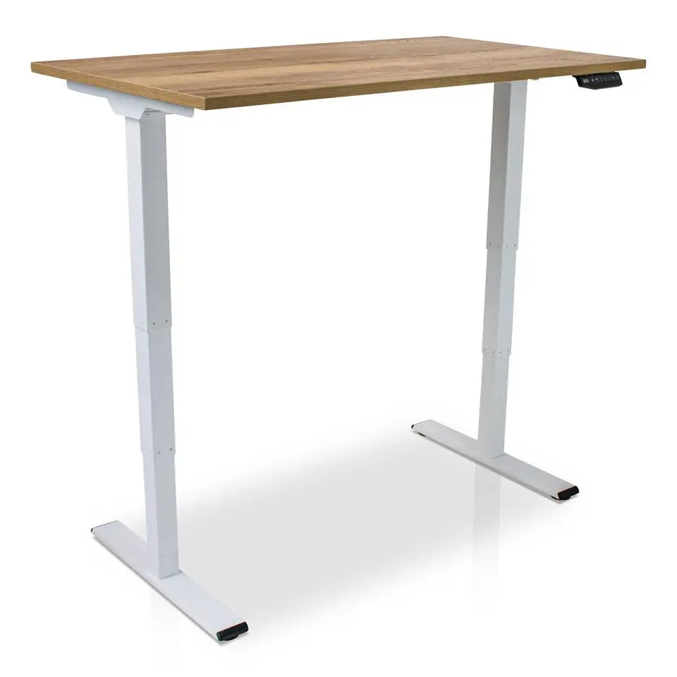 MRC COMFORT elektrisch ARBO zit-sta bureau - 140x80cm - wit - robuust eiken
