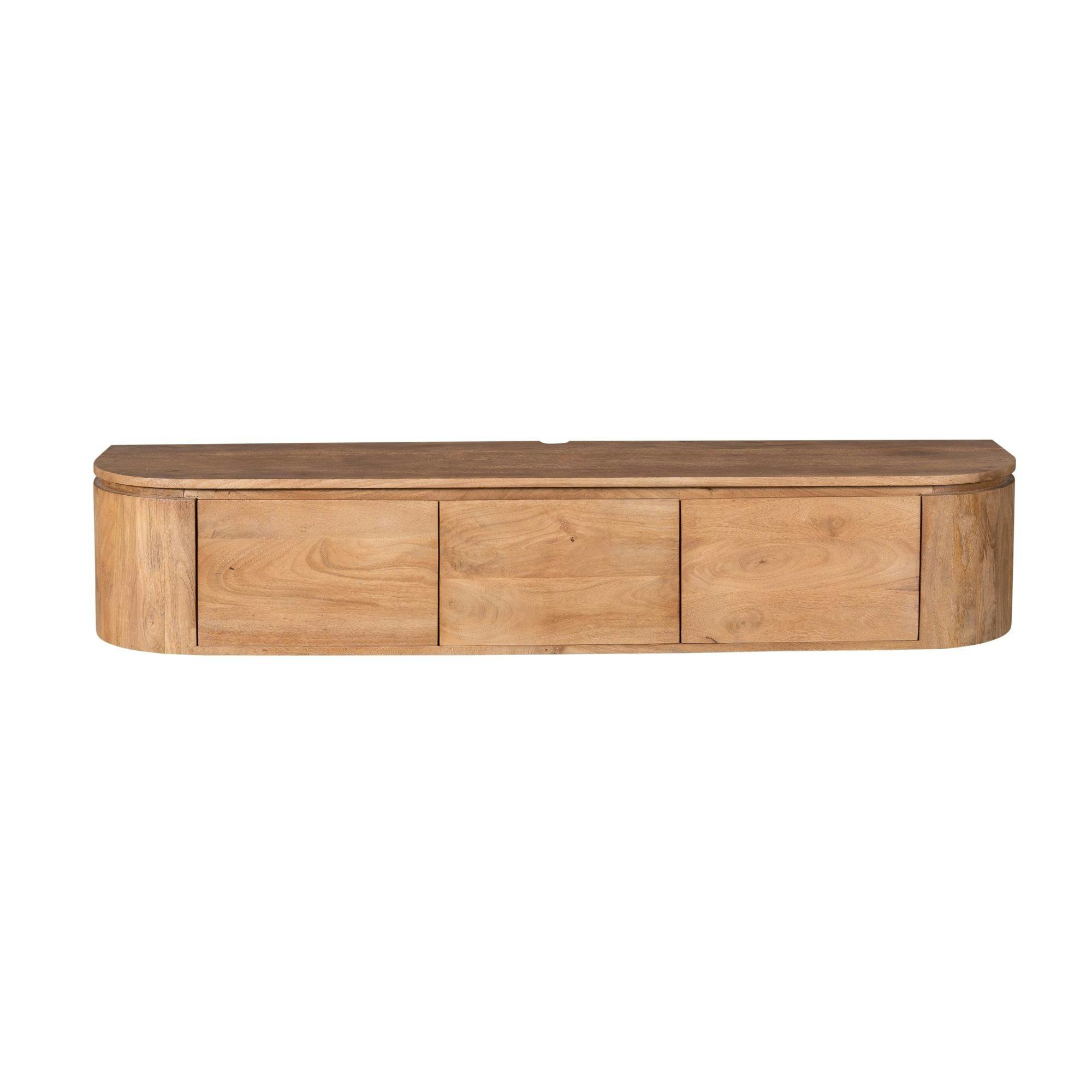 Meuble TV suspendu en bois, bords arrondis 160 cm AREZZO