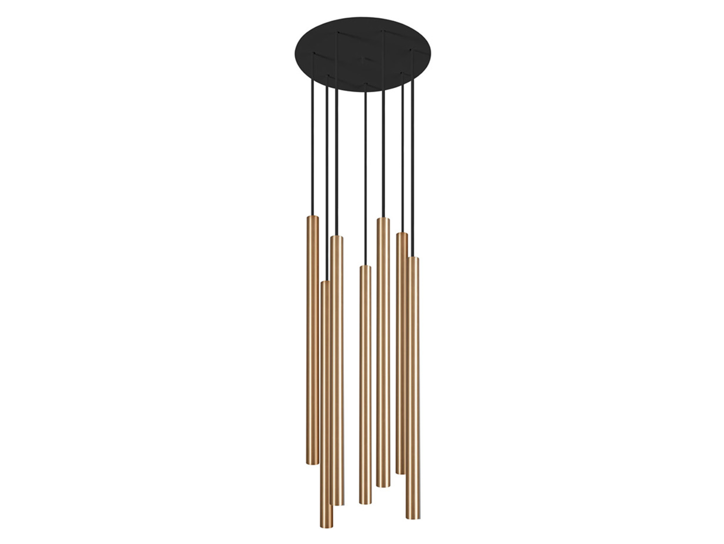 Lampa wisząca Laser 7-punktowa stalowa złota
