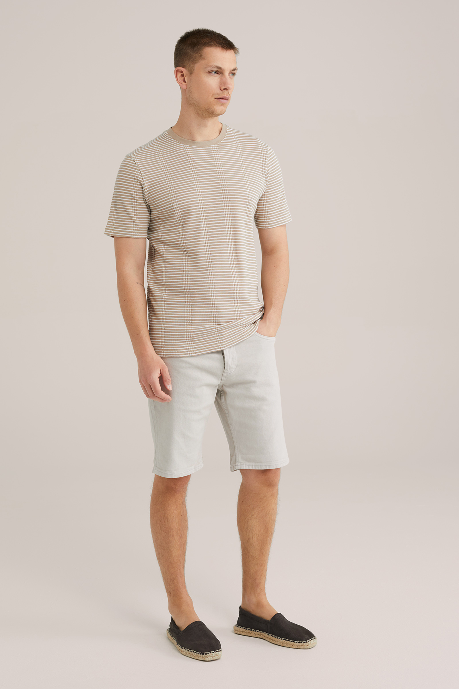 Heren Slim fit T-shirt met structuur