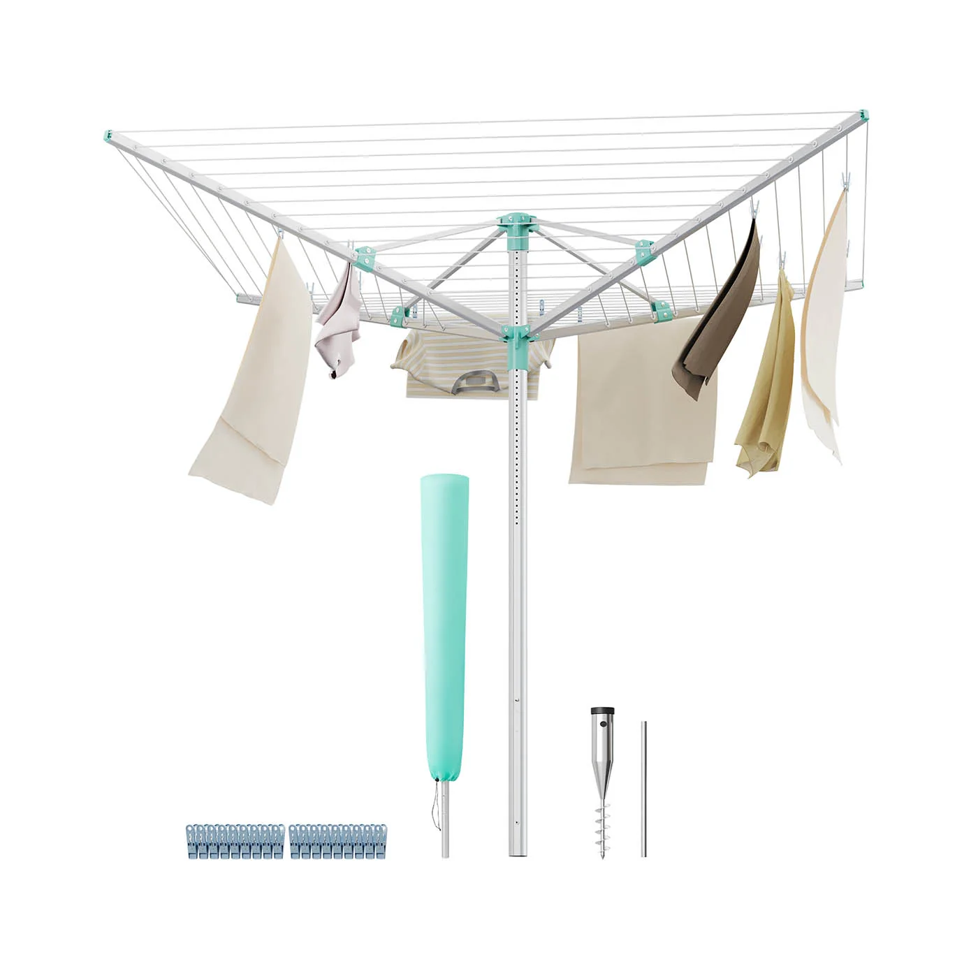 Étendoir à linge parapluie réglable pour usage extérieur
