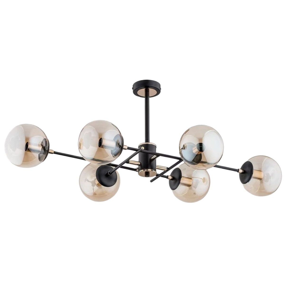 Lampa sufitowa czarno-bursztynowa TANOS 6xE14x40W wym: 34x96x57 cm Alfa