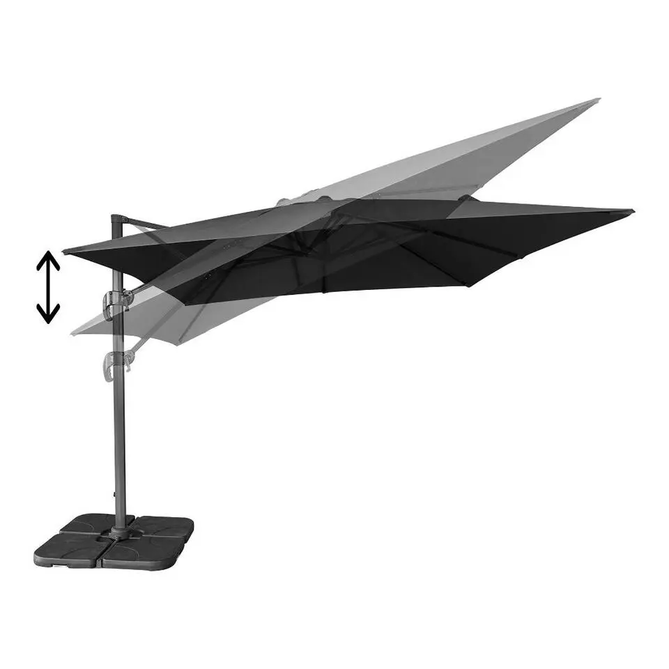 Hioshop Bea hangparasol 295x295cm zwart