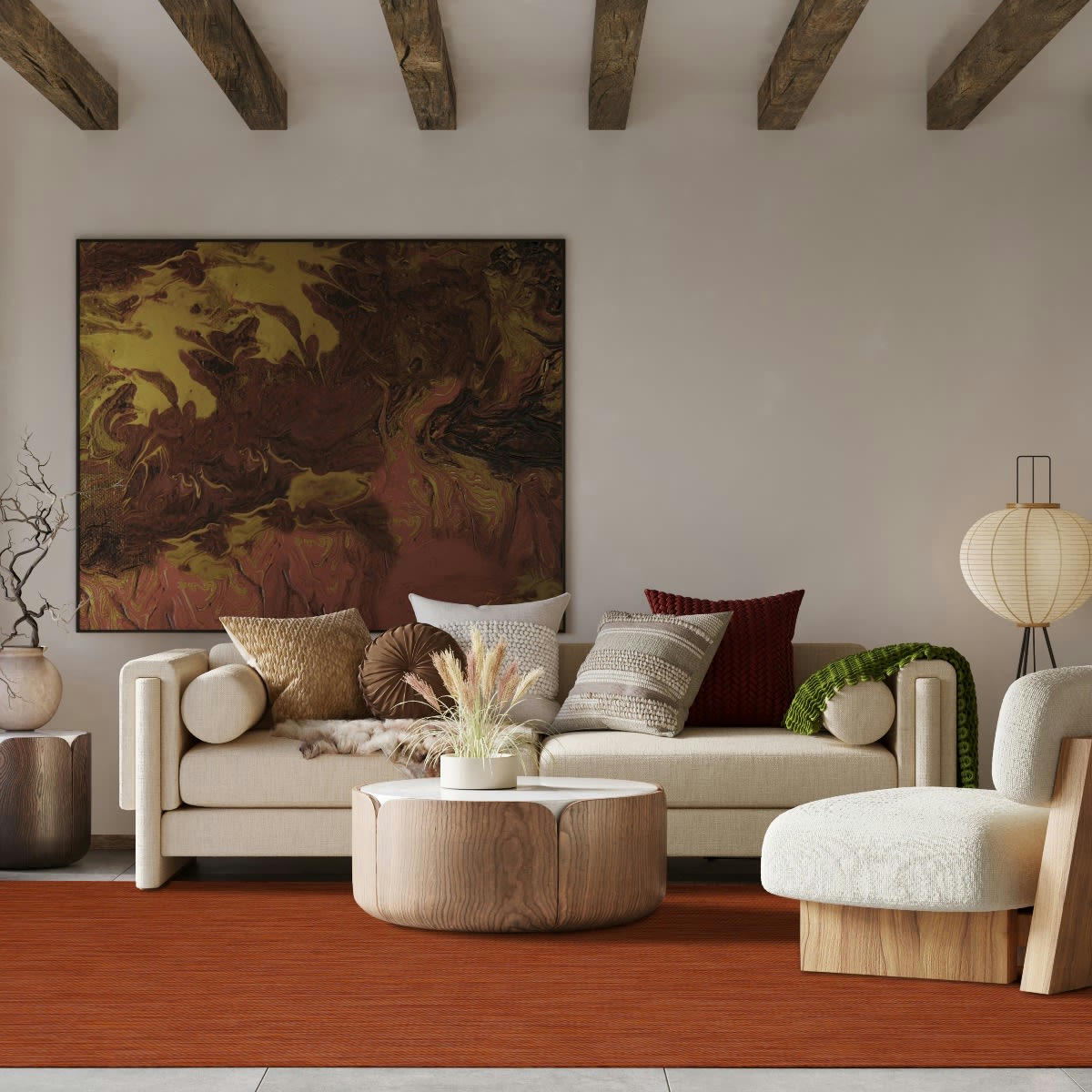 TERRAIN - Tapis intérieur-extérieur aspect jute terra cotta 195x275