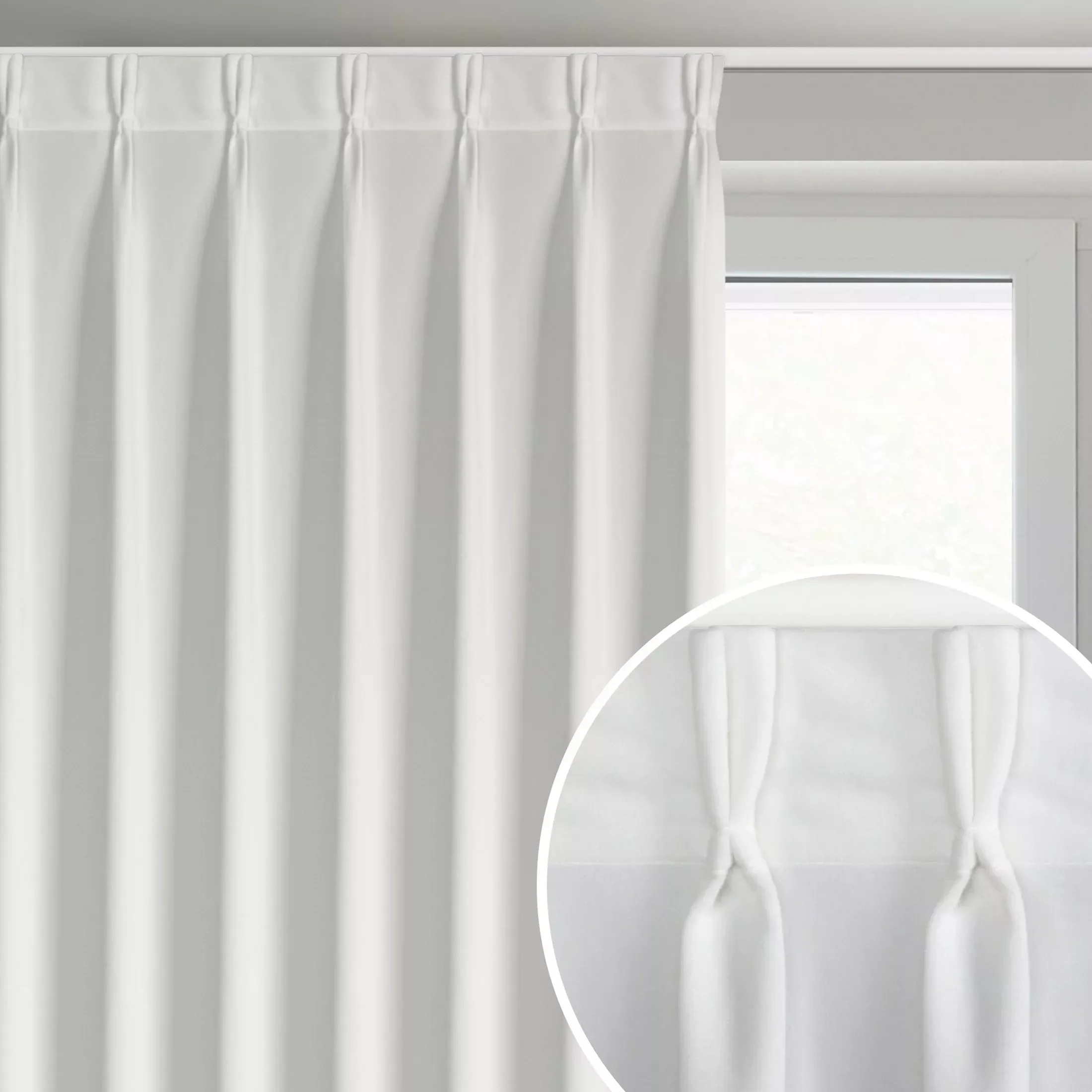 Zasłona biała z welwetowej tkaniny 80x270 cm (wymiar podany na gotowo) system flex - MELANIE