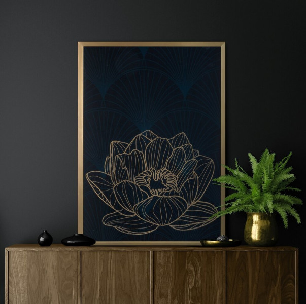 Obraz LOTOS8 53x73 cm Złoty Kwiat Lotosu Glamour