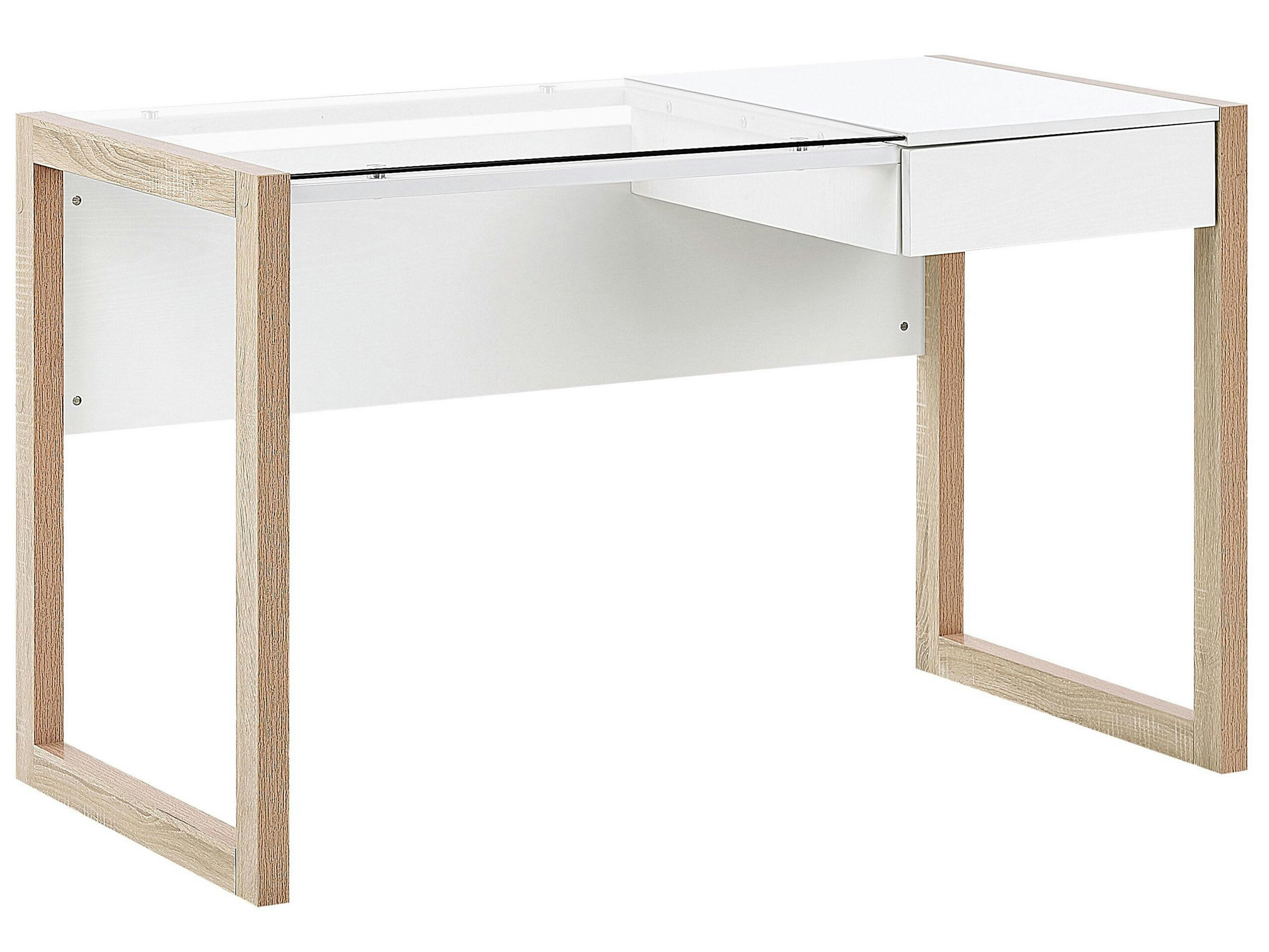 JENKS - Bureau blanc effet bois clair 120 x 60 cm avec tiroir