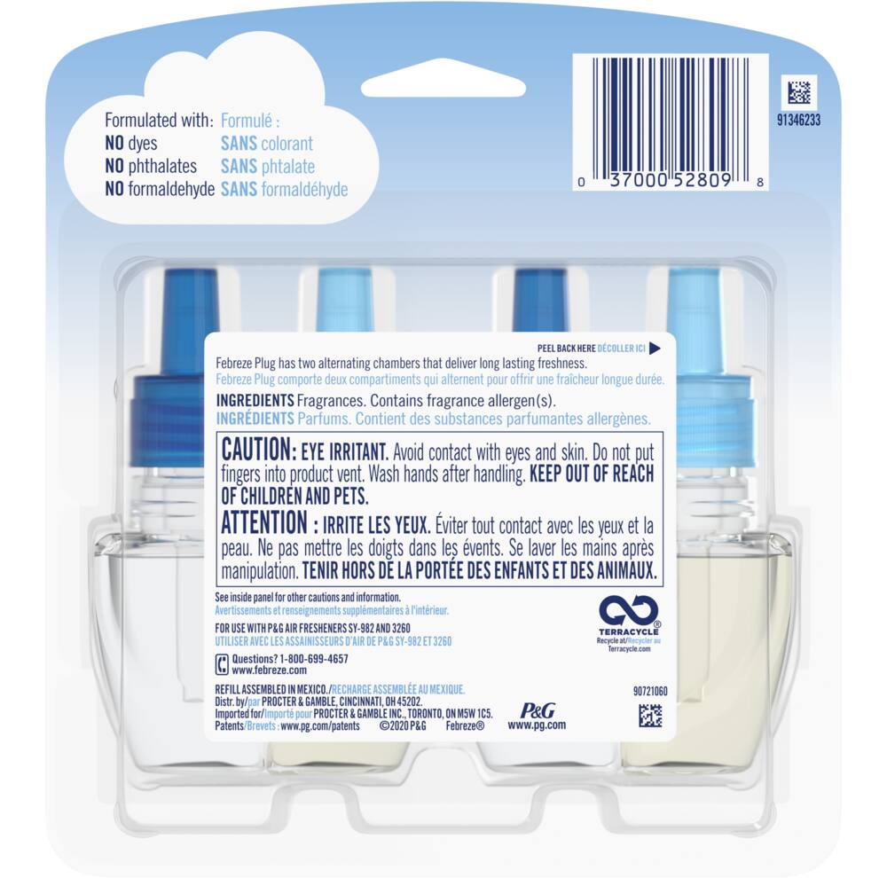 Febreze Plug Scented Oil Dual Air Freshener Refills, Assorted Scents, 2-pk