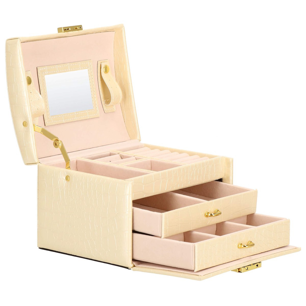Szkatułka na biżuterię ekoskóra 17,5x14x12,5 cm organizer