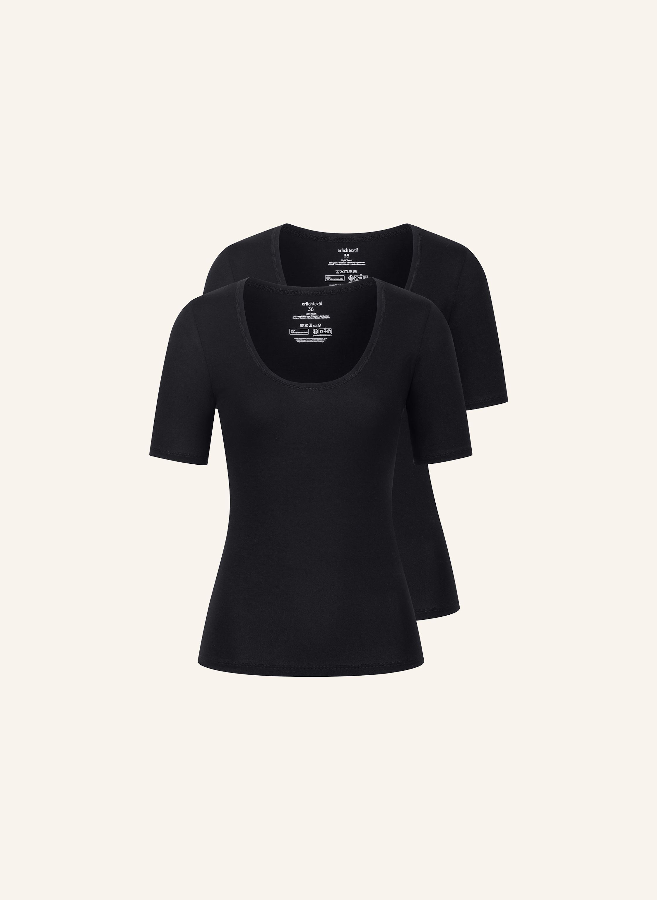 erlich textil 2er Pack Light Touch tiefausgeschnittenes T-shirt mit Lyocell - seidig weich