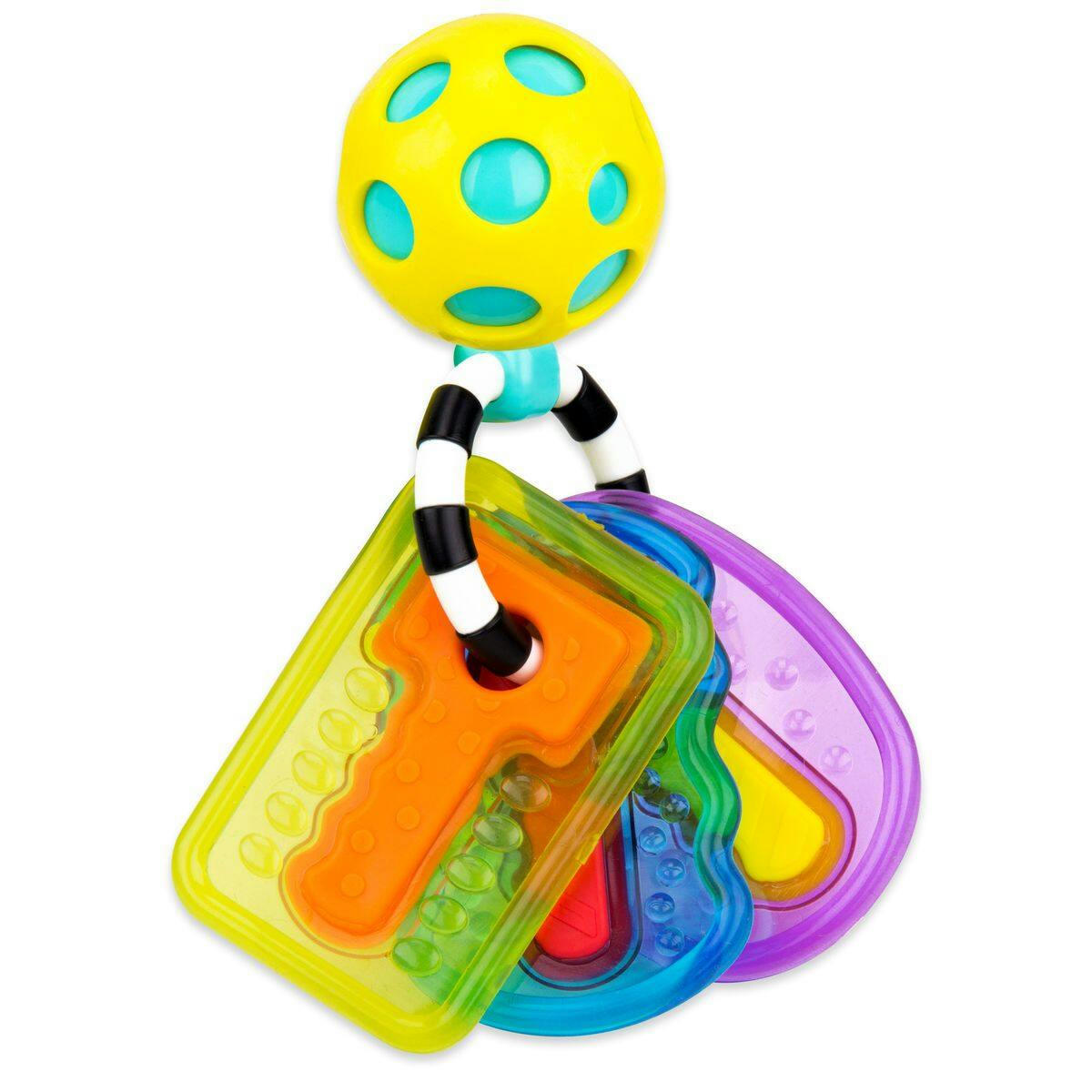 Sassy Drive n' Drool Baby Teether Keys with Rattle Ball, Ages 3m+