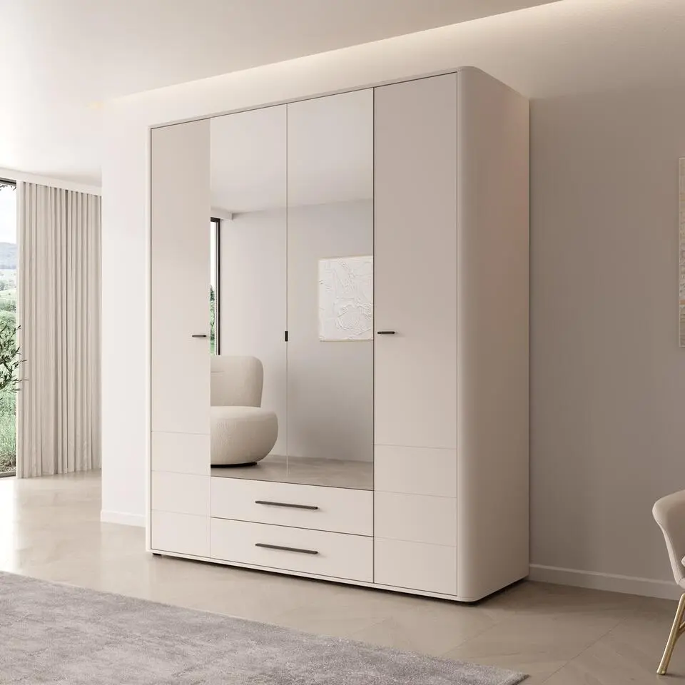 Meubella - Sorello - Kledingkast met lades - Beige - 180x56x211 cm