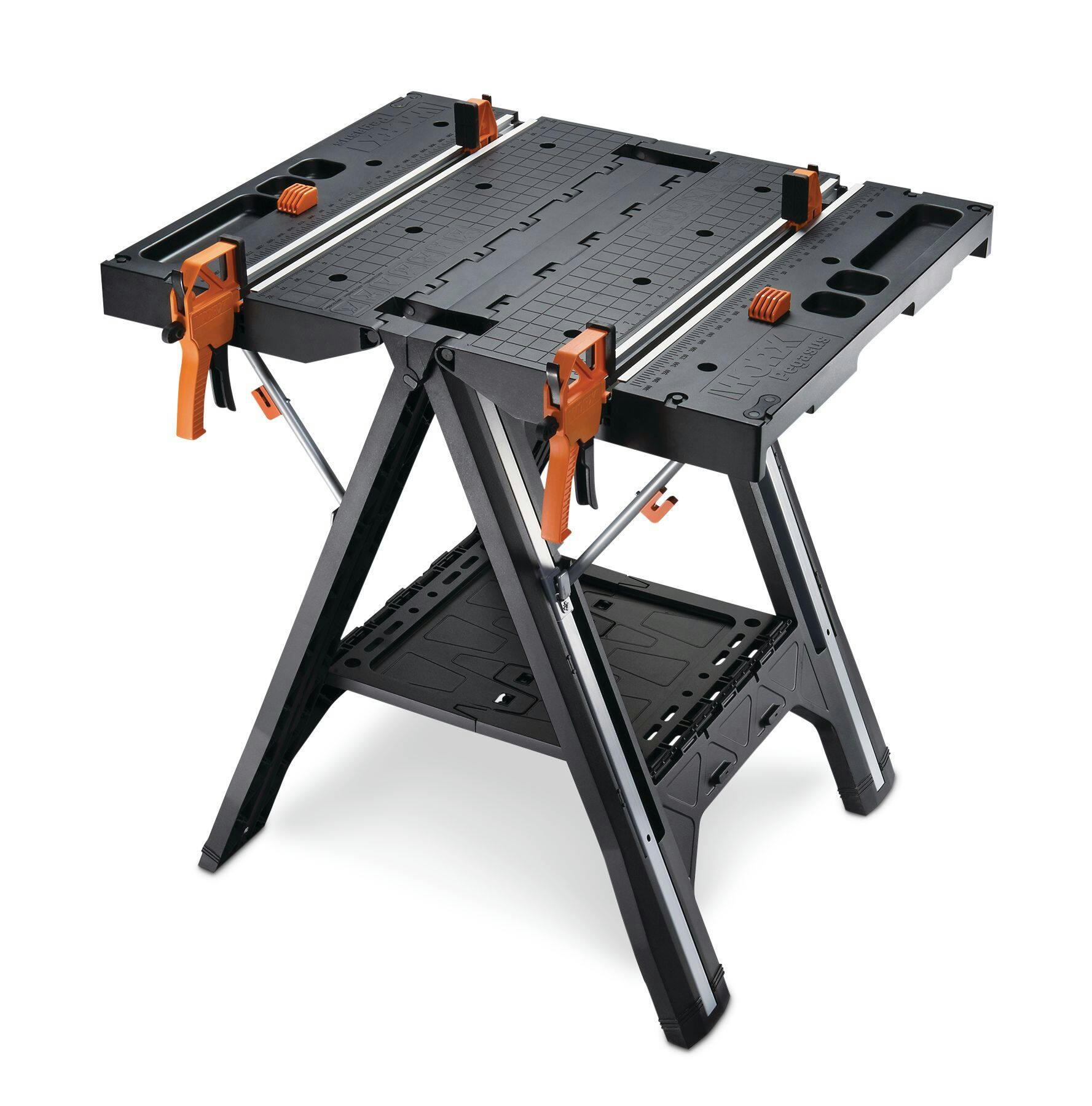 Worx Pegasus Foldable Worktable / Sawhorse with Quick Clamps, 31-in x 25-in x 32-in