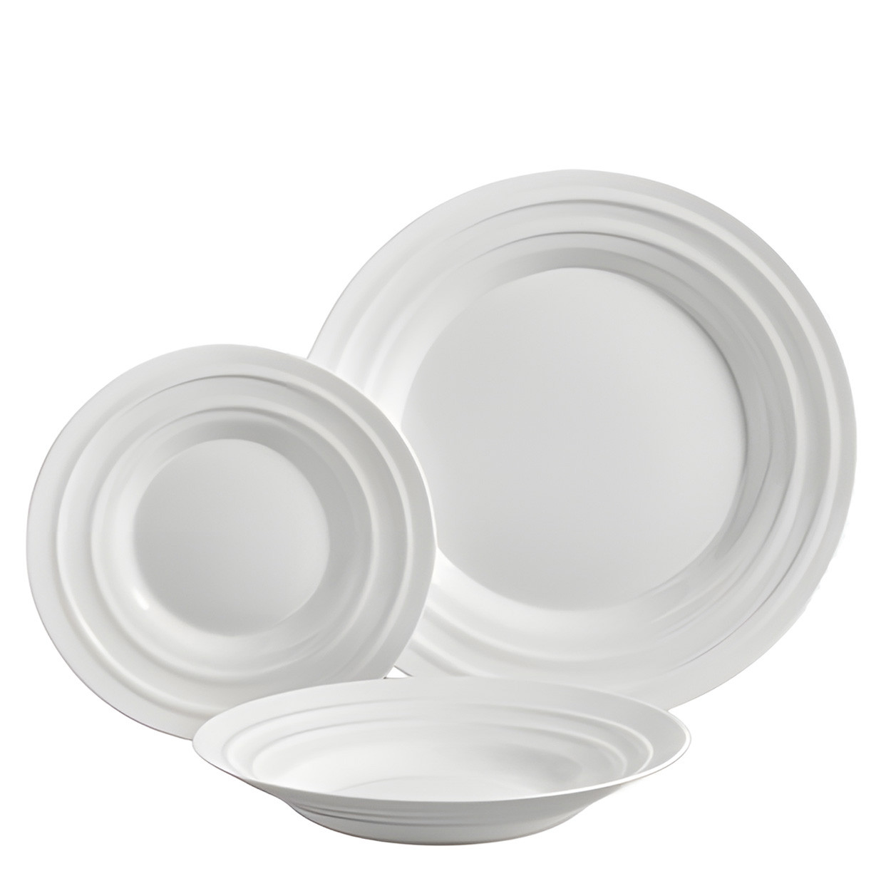 Zestaw talerzy VIVALTO ceramicznych biały 18 el. dla 6 osób