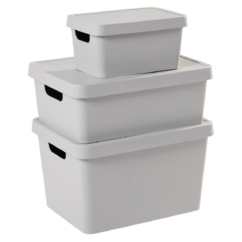 BoÎte de rangement avec couvercle grise 3,6 L