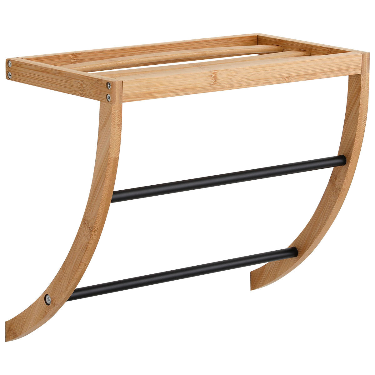 Toalheiro wc de mural preto em bambu com 2 barras