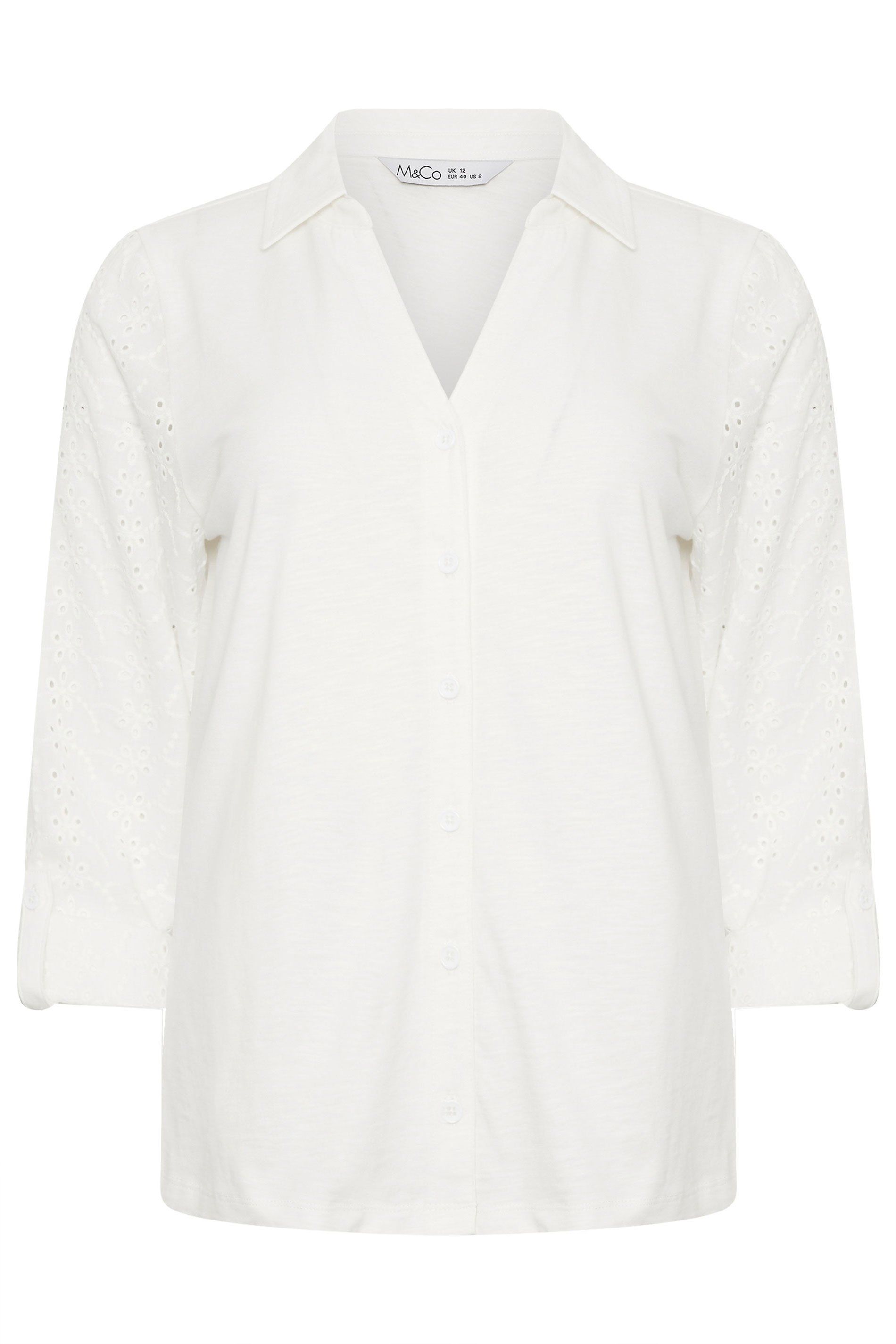 M&Co Broderie Sleeve Shirt