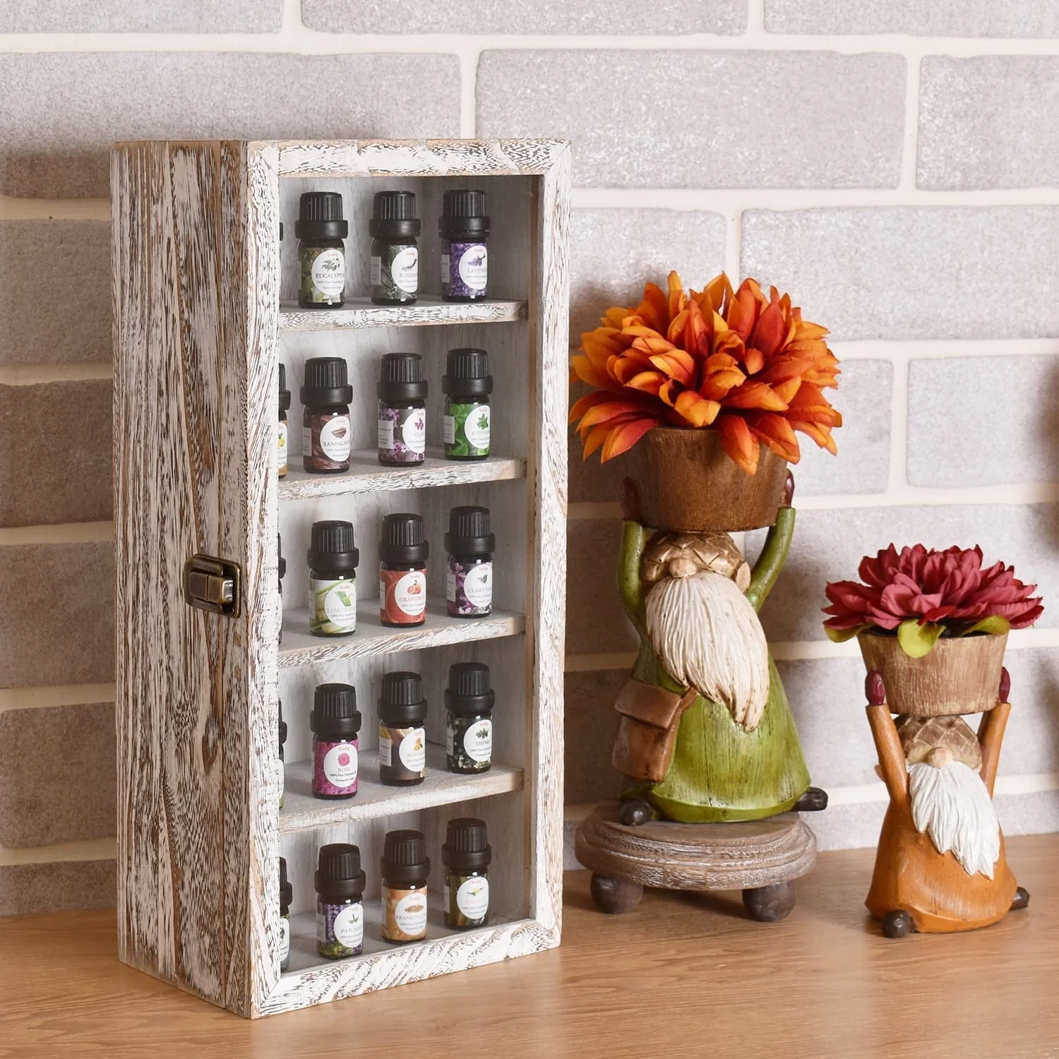 Wall Mounted Wooden Collectible Display Case 5 Shelf