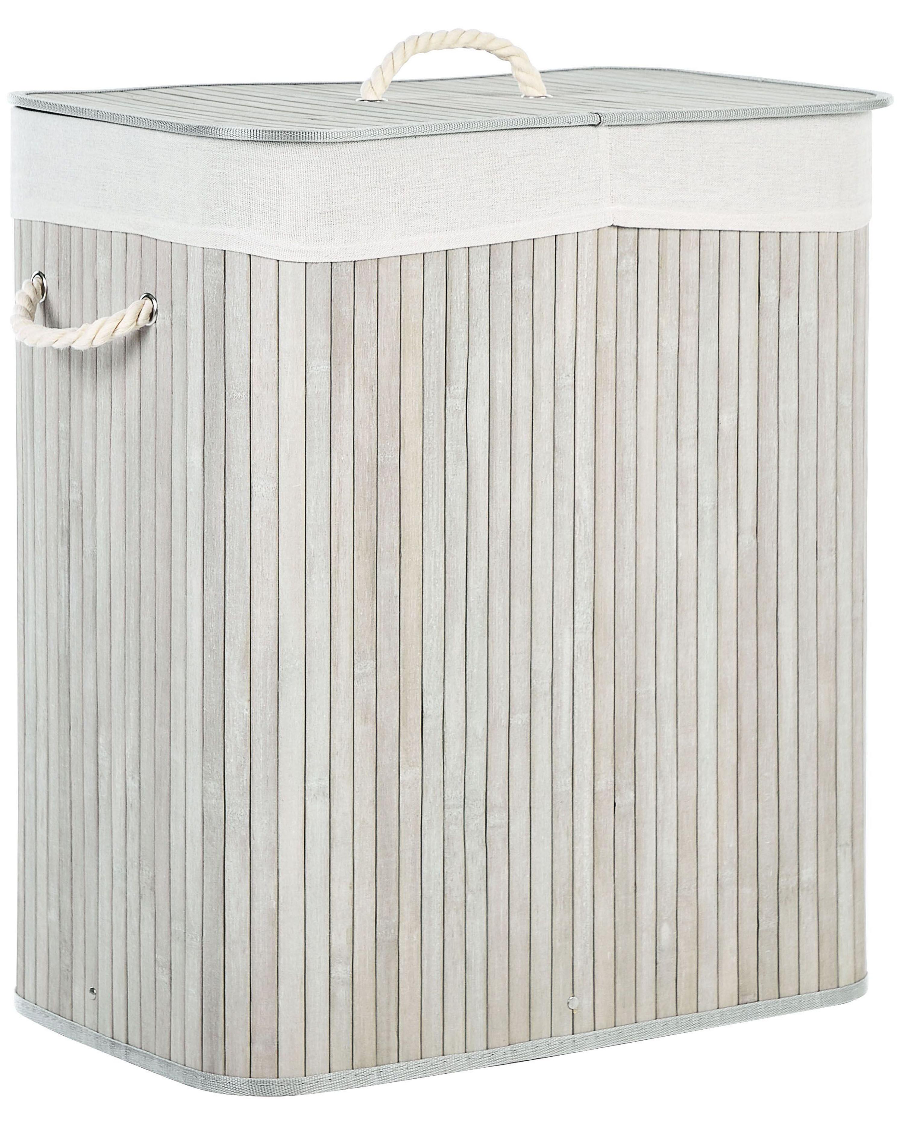 Laundry Basket KANDY Bamboo Light Grey 100 L