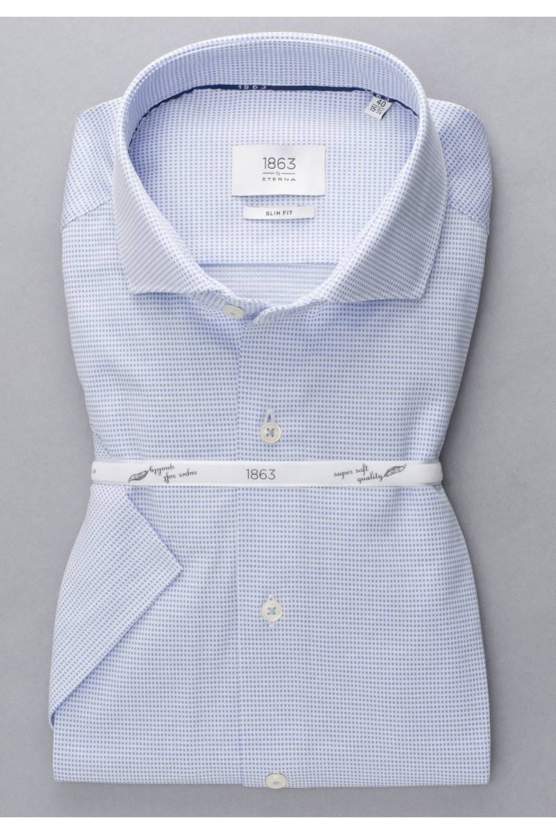 ETERNA 1863 Slim Fit Jerseyhemd hellblau/weiss, Kariert
